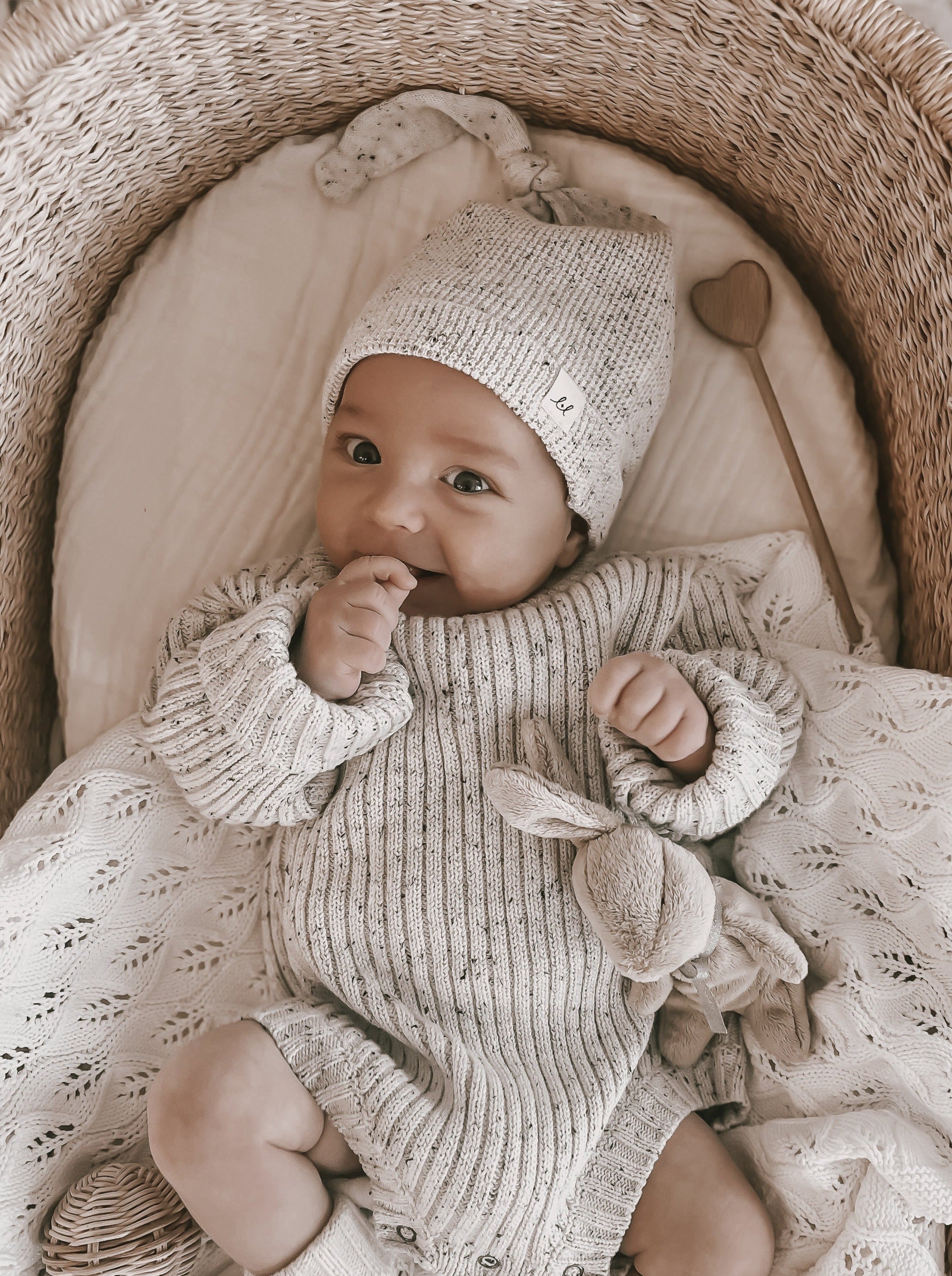 Luna + Luca Knotted Hat | Black Speckle | Milk & Baby