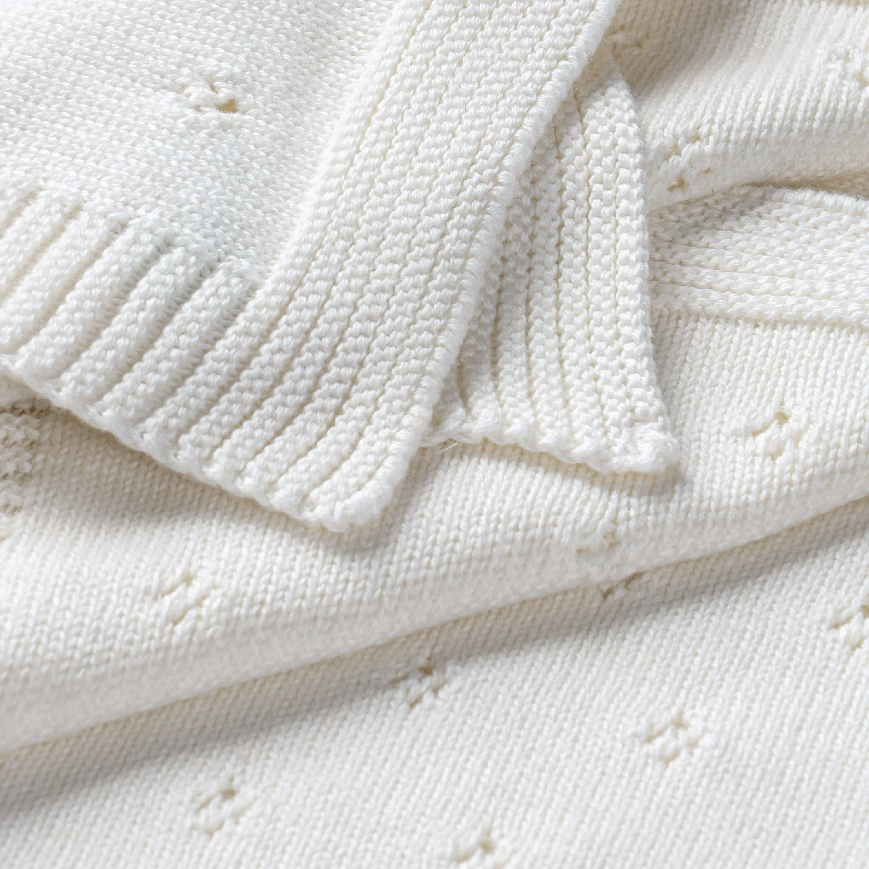 Ivory | Organic Cotton Pointelle Baby Blanket | Milk & Baby