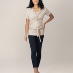 Organic Cotton Skin to Skin Short Sleeve Wrap Top | Oatmeal Heather | Milk & Baby
