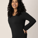 Bamboo Maternity & Nursing Long Sleeve T-shirt | Black | Milk & Baby
