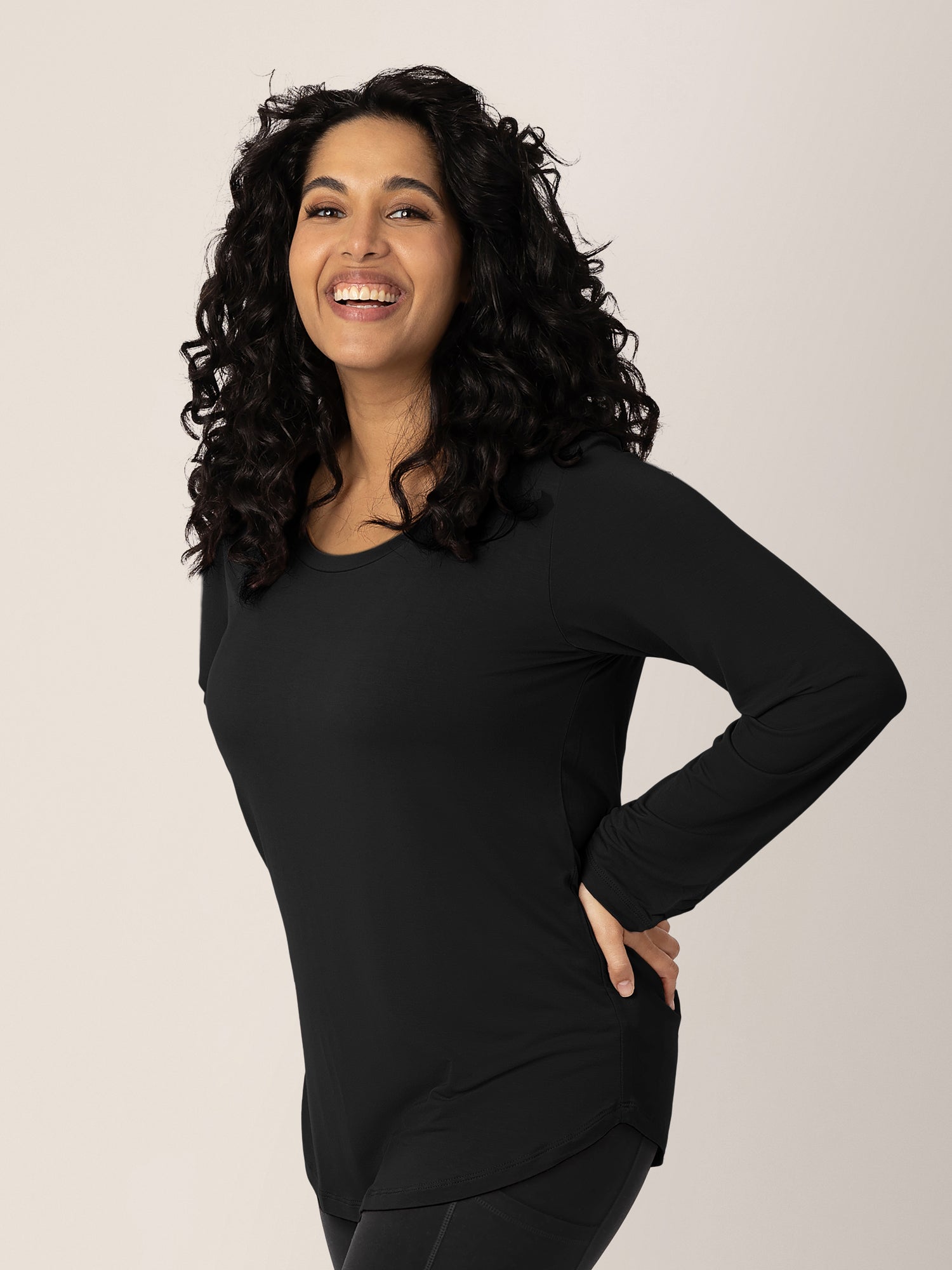 Bamboo Maternity & Nursing Long Sleeve T-shirt | Black | Milk & Baby