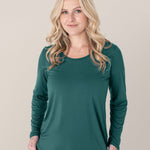 Bamboo Maternity & Nursing Long Sleeve T-shirt | Evergreen | Milk & Baby