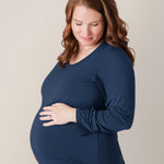 Bamboo Maternity & Nursing Long Sleeve T-shirt | Navy | Milk & Baby