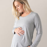 Bamboo Maternity & Nursing Long Sleeve T-shirt | Grey Heather | Milk & Baby
