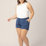 Bamboo Maternity & Postpartum Lounge Short | Slate Blue | Milk & Baby