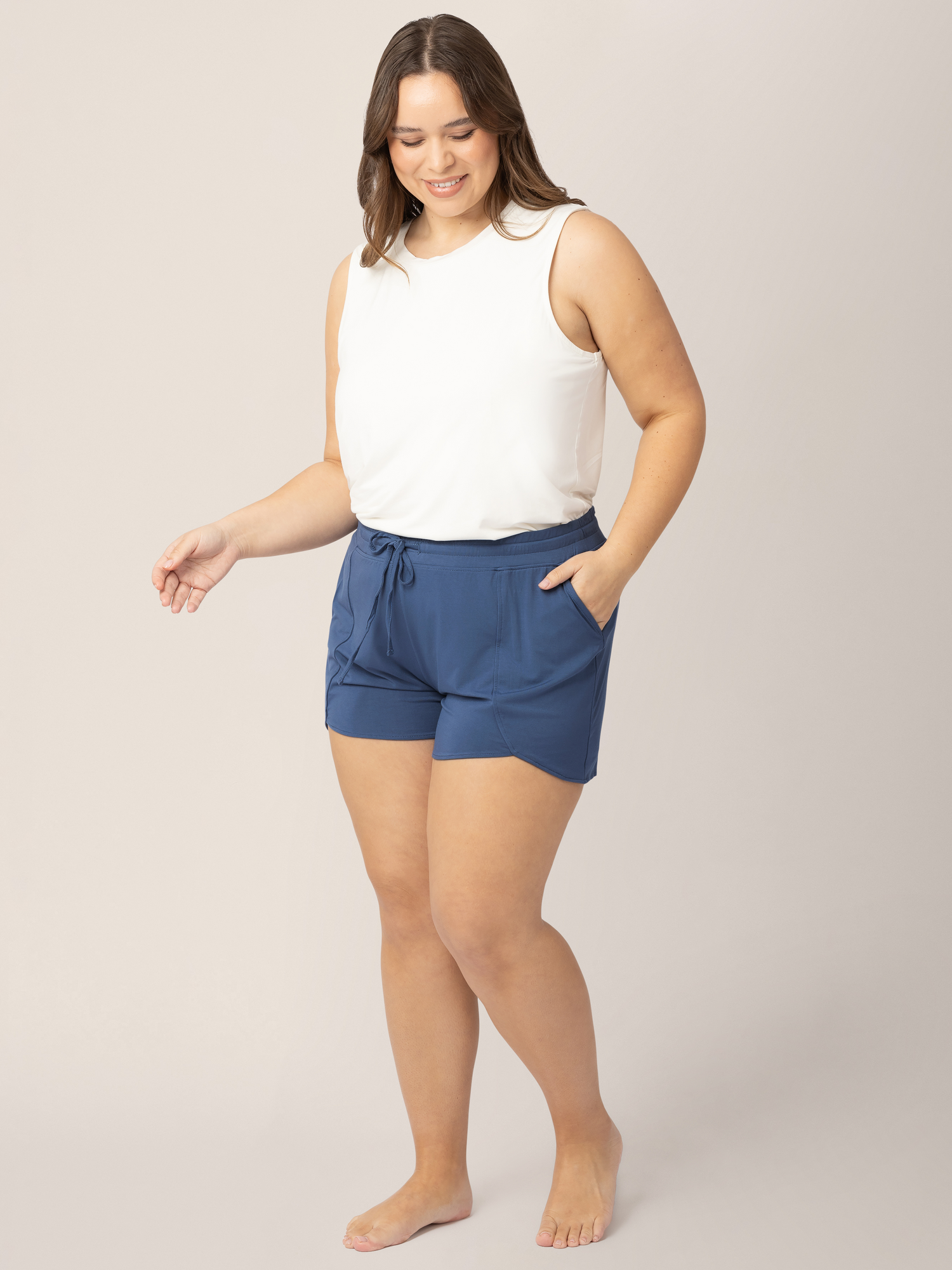 Bamboo Maternity & Postpartum Lounge Short | Slate Blue | Milk & Baby