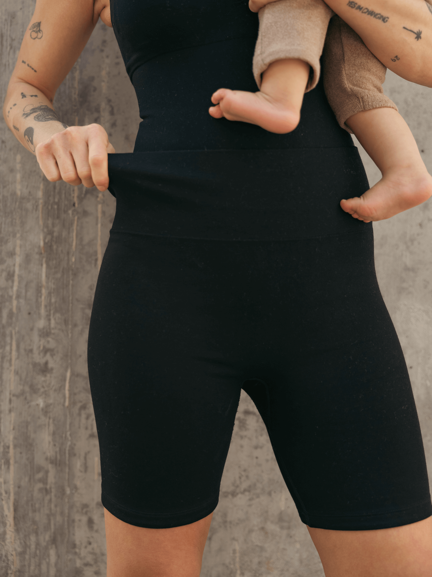 Sublime® Bamboo Maternity & Postpartum Bike Short | Black | Milk & Baby