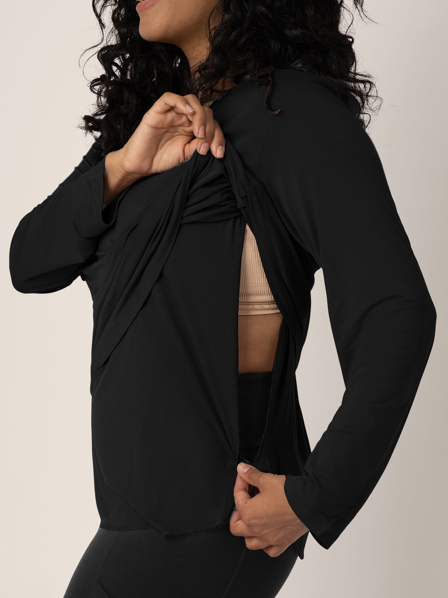Bamboo Maternity & Nursing Long Sleeve T-shirt | Black | Milk & Baby