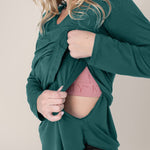 Bamboo Maternity & Nursing Long Sleeve T-shirt | Evergreen | Milk & Baby