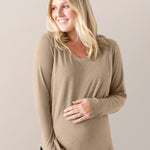 Bamboo Maternity & Nursing Long Sleeve T-shirt | Wheat | Milk & Baby