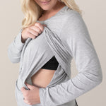 Bamboo Maternity & Nursing Long Sleeve T-shirt | Grey Heather | Milk & Baby