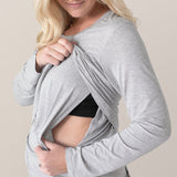 Bamboo Maternity & Nursing Long Sleeve T-shirt | Grey Heather | Milk & Baby