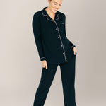 Clea Bamboo Long Sleeve Pajama Set | Black | Milk & Baby
