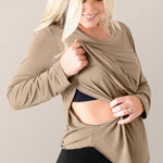 Bamboo Maternity & Nursing Long Sleeve T-shirt | Wheat | Milk & Baby