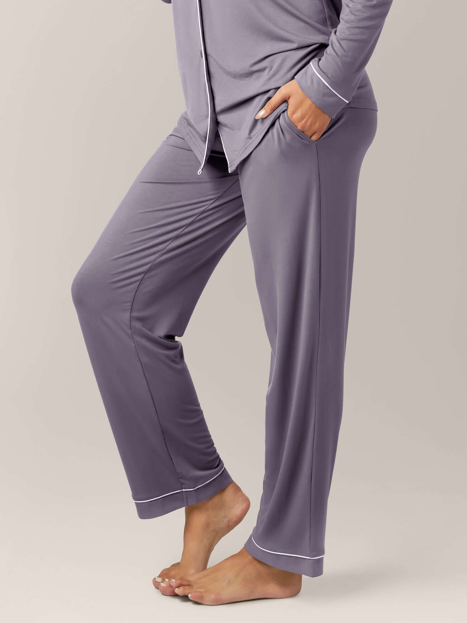 Clea Bamboo Long Sleeve Pajama Set | Granite | Milk & Baby