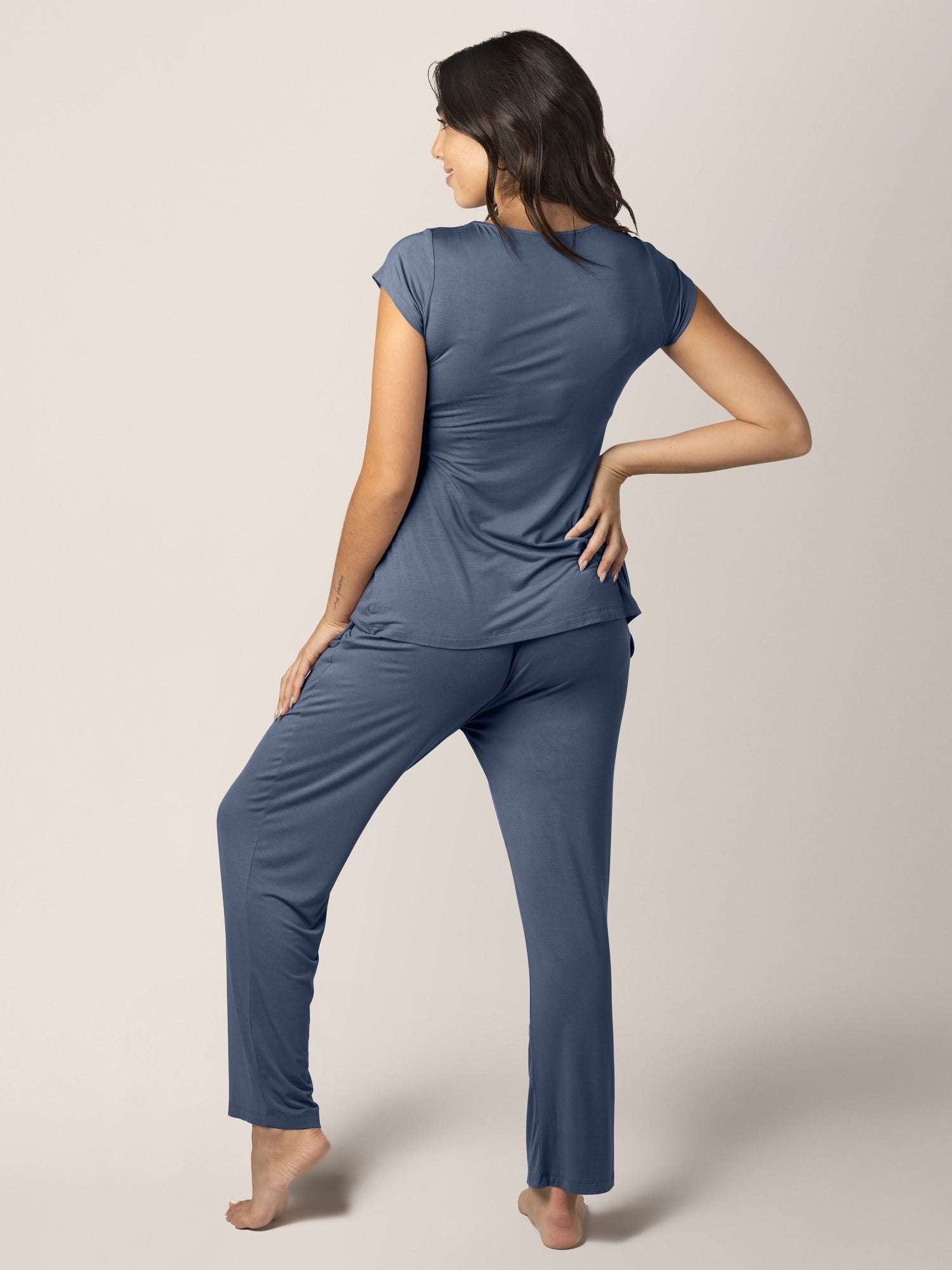 Davy Maternity & Nursing Pajama Set | Slate Blue | Milk & Baby