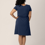 Eleanora Bamboo Maternity & Nursing Dress | Navy Heather | Milk & Baby