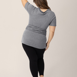 Organic Cotton Skin to Skin Short Sleeve Wrap Top | Charcoal Grey Heather | Milk & Baby