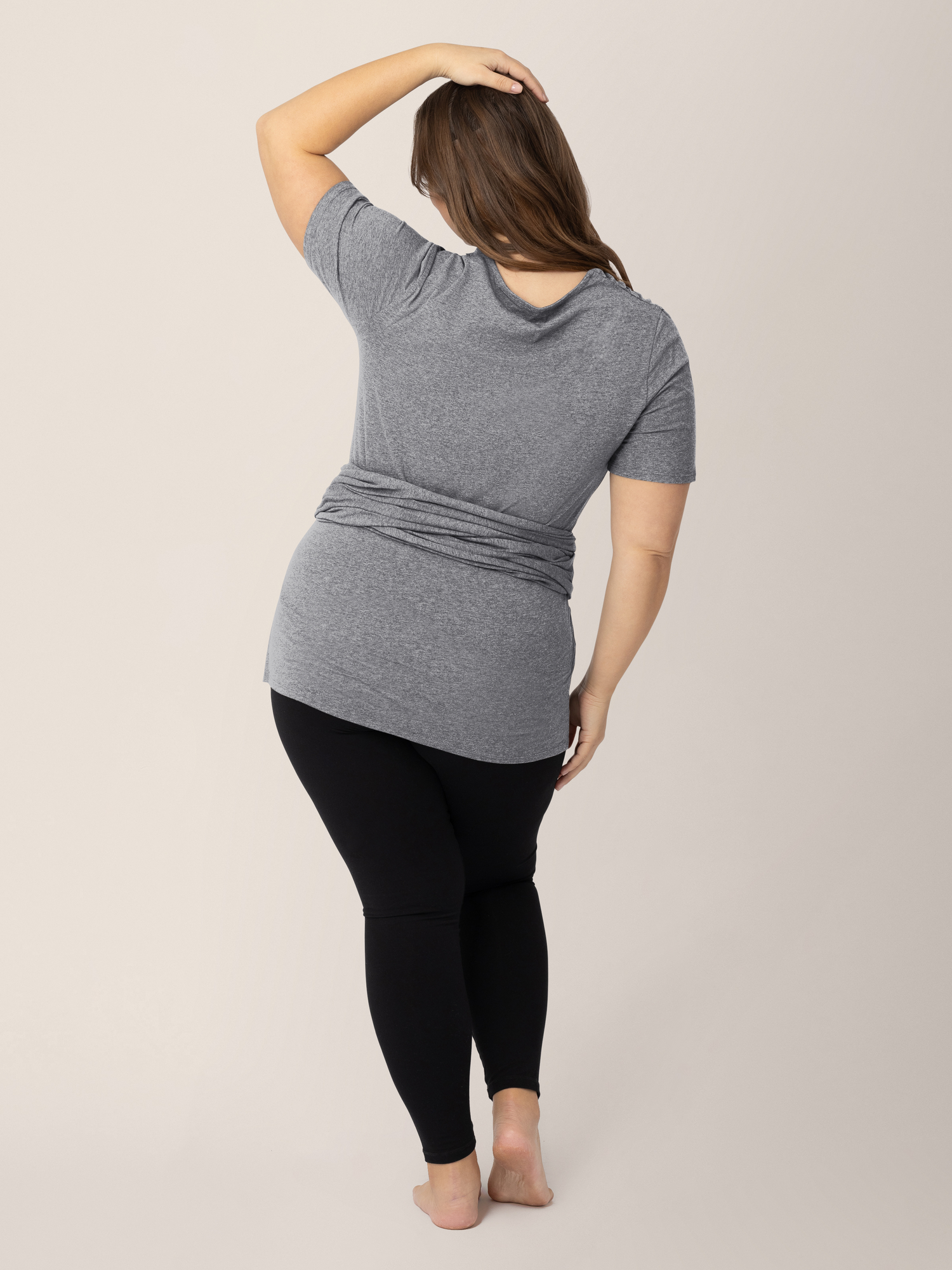 Organic Cotton Skin to Skin Short Sleeve Wrap Top | Charcoal Grey Heather | Milk & Baby