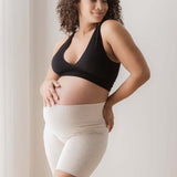 Sublime® Bamboo Maternity & Postpartum Bike Short | Oatmeal Heather | Milk & Baby