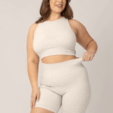 Sublime® Bamboo Maternity & Postpartum Bike Short | Oatmeal Heather | Milk & Baby
