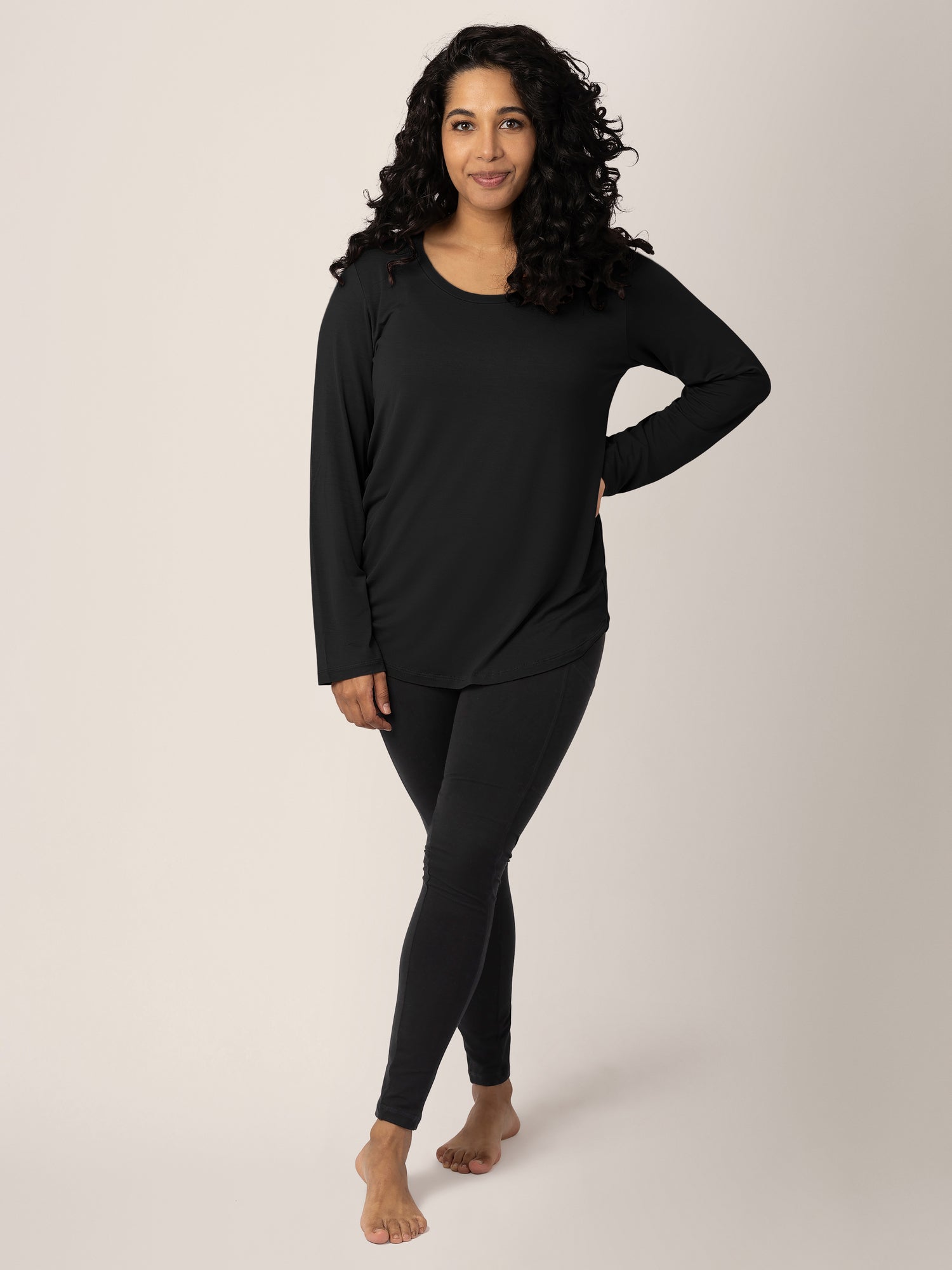 Bamboo Maternity & Nursing Long Sleeve T-shirt | Black | Milk & Baby