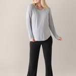 Bamboo Maternity & Nursing Long Sleeve T-shirt | Grey Heather | Milk & Baby
