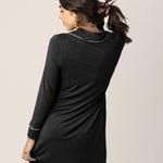 Clea Bamboo Long Sleeve Sleep Shirt | Black | Milk & Baby
