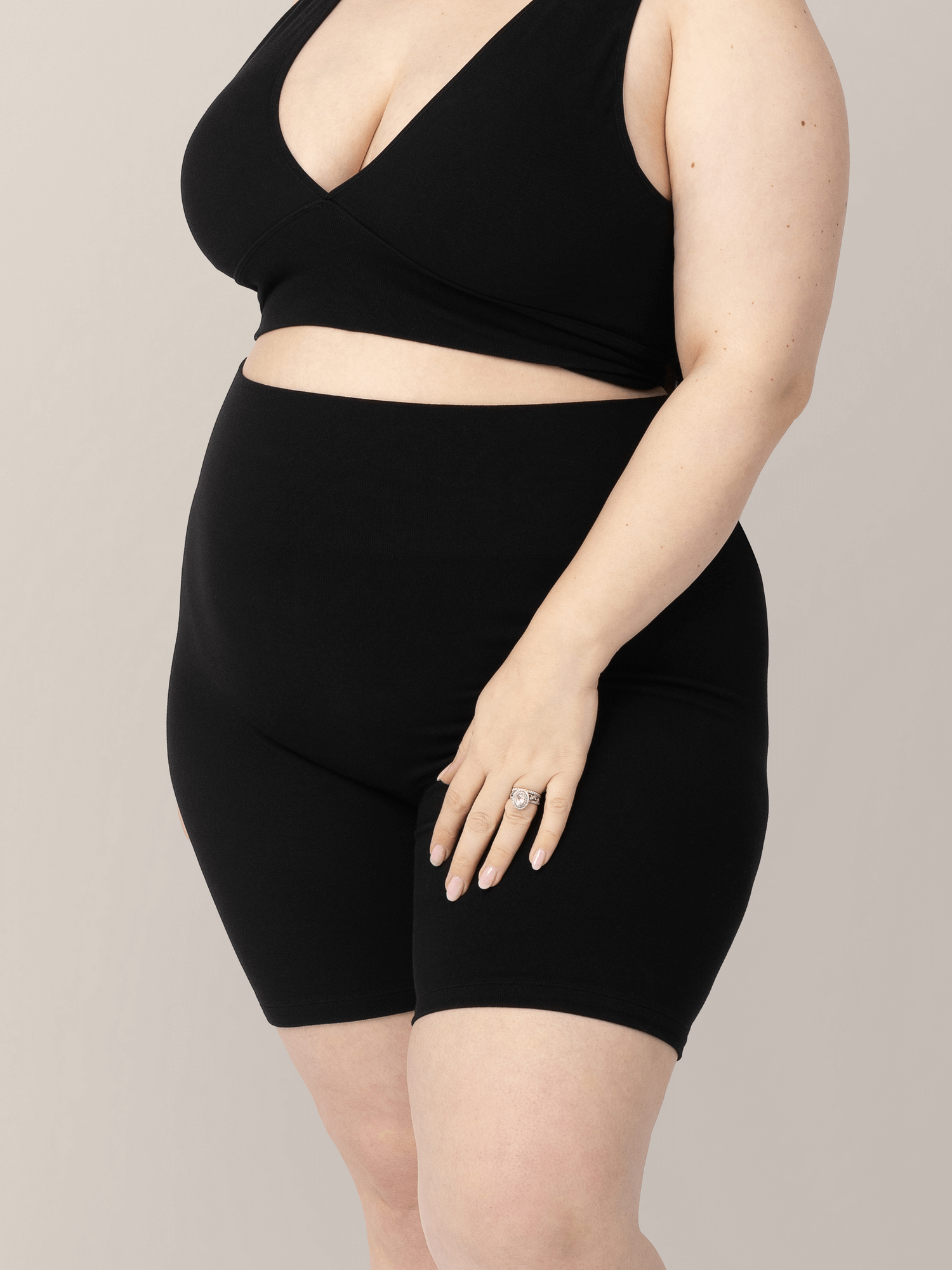 Sublime® Bamboo Maternity & Postpartum Bike Short | Black | Milk & Baby