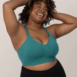 Sublime® Hands-Free Pumping & Nursing Sports Bra | Teal | Milk & Baby