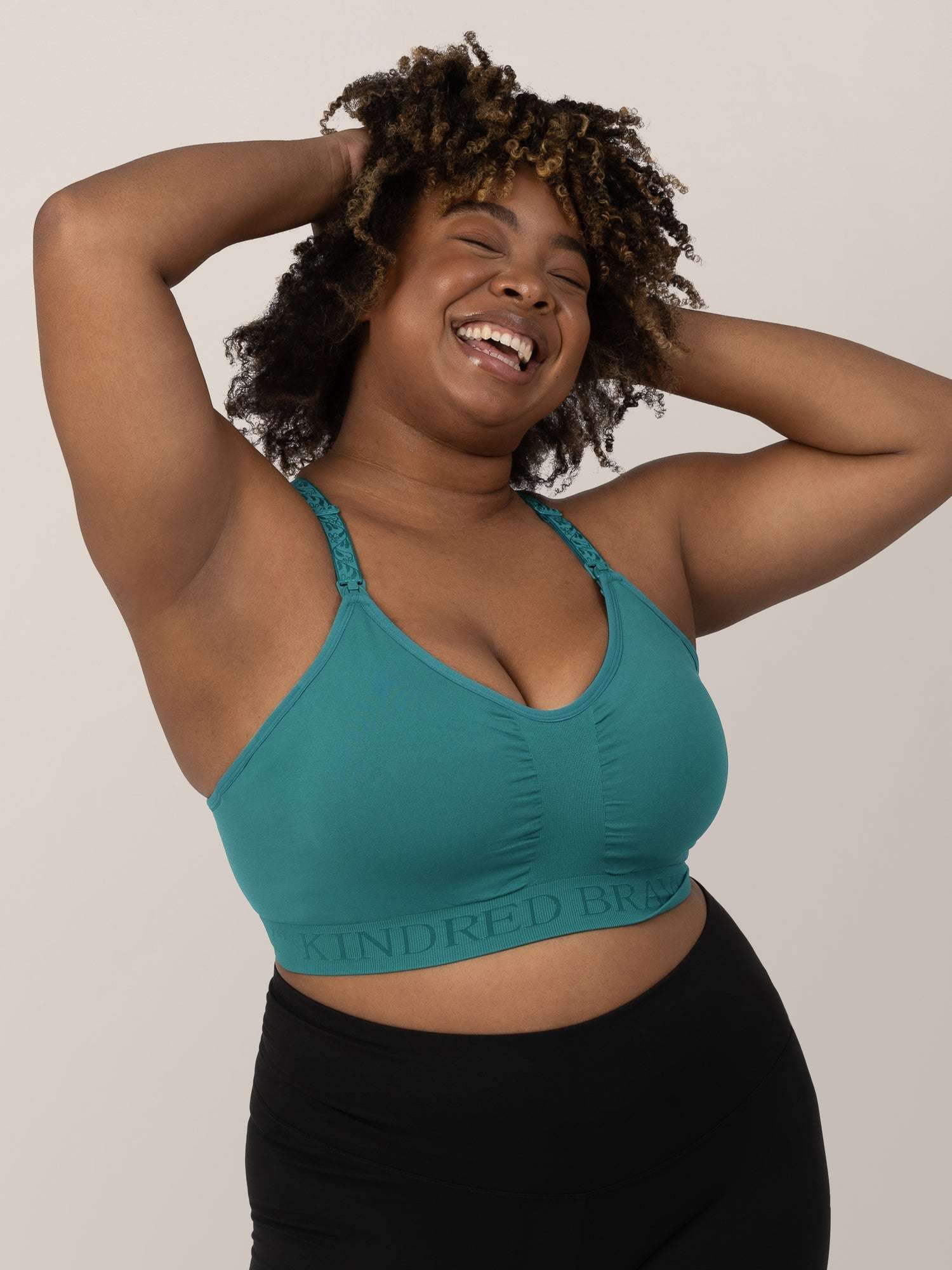 Sublime® Hands-Free Pumping & Nursing Sports Bra | Teal | Milk & Baby