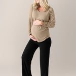 Bamboo Maternity & Nursing Long Sleeve T-shirt | Wheat | Milk & Baby