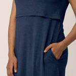 Eleanora Bamboo Maternity & Nursing Dress | Navy Heather | Milk & Baby