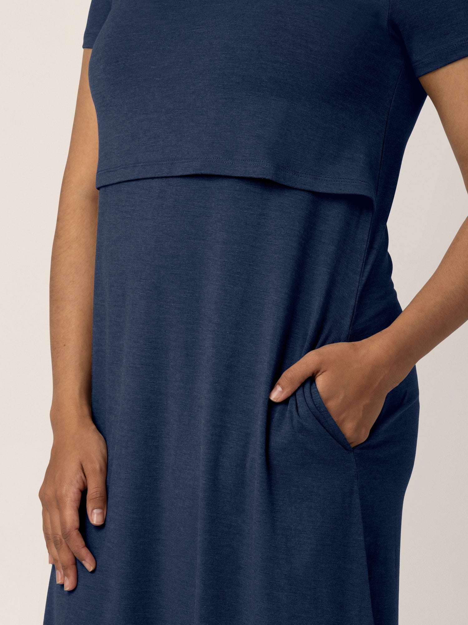 Eleanora Bamboo Maternity & Nursing Dress | Navy Heather | Milk & Baby