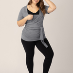 Organic Cotton Skin to Skin Short Sleeve Wrap Top | Charcoal Grey Heather | Milk & Baby