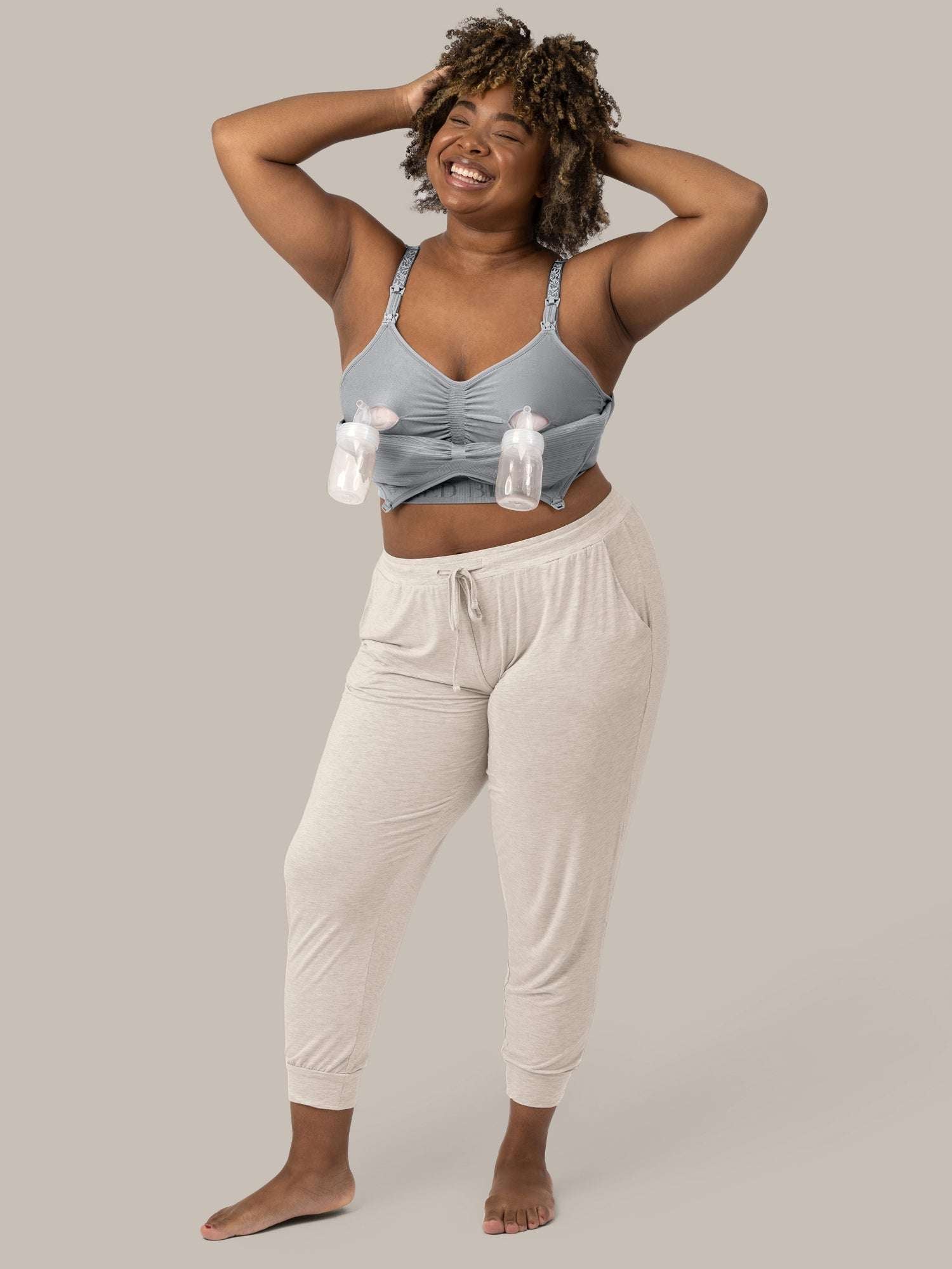 Sublime® Hands-Free Pumping & Nursing Bra | Grey | Milk & Baby