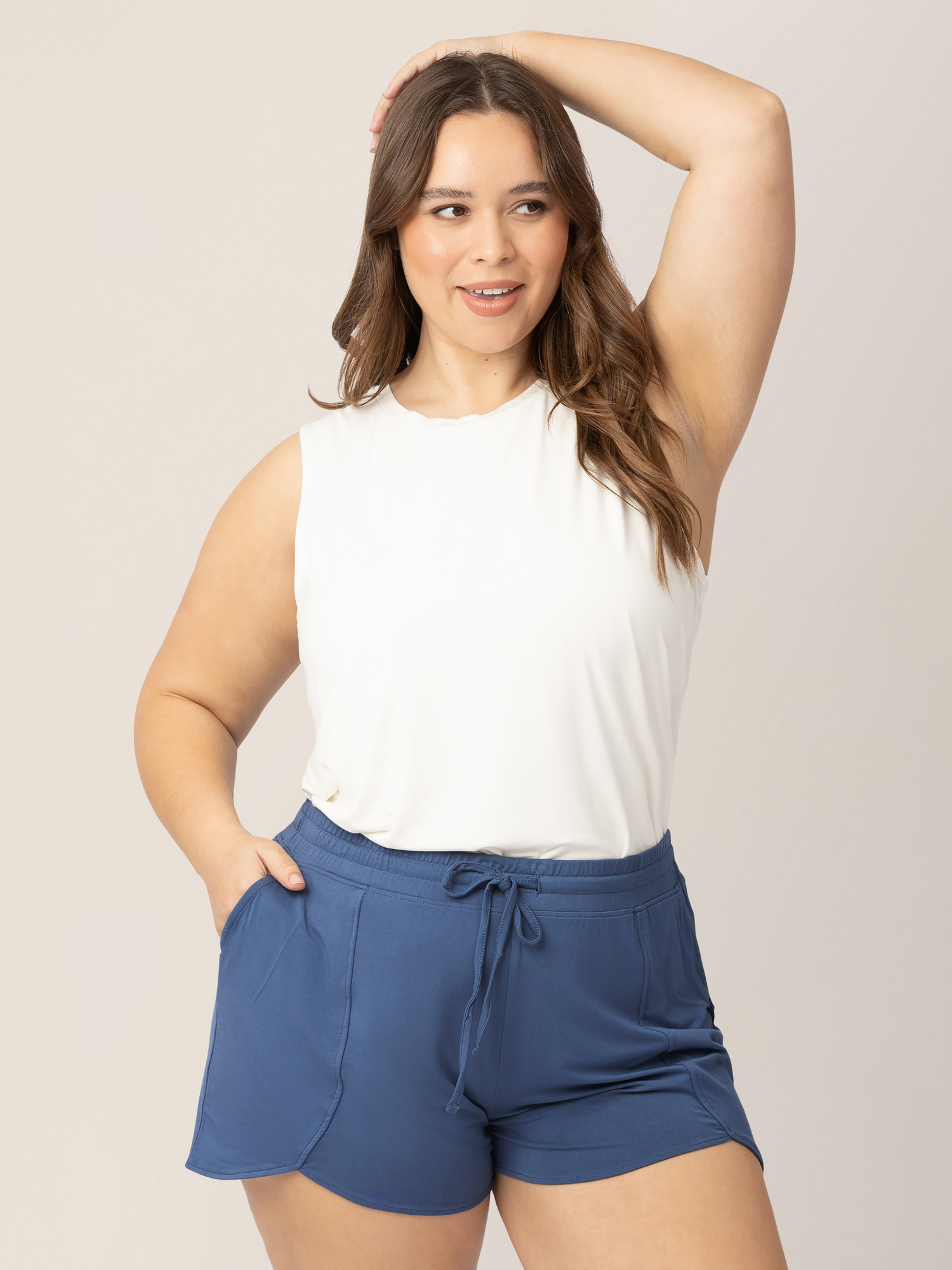 Bamboo Maternity & Postpartum Lounge Short | Slate Blue | Milk & Baby