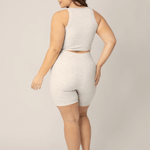 Sublime® Bamboo Maternity & Postpartum Bike Short | Oatmeal Heather | Milk & Baby