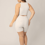 Sublime® Bamboo Maternity & Postpartum Bike Short | Oatmeal Heather | Milk & Baby