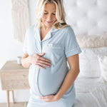 Clea Bamboo Short Sleeve Pajama Set | Mist | Milk & Baby