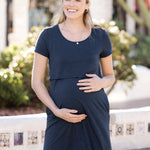 Eleanora Bamboo Maternity & Nursing Dress | Navy Heather | Milk & Baby