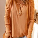 Camila Waffle Knit Henley Top | Milk & Baby