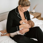 Clea Bamboo Long Sleeve Pajama Set | Black | Milk & Baby