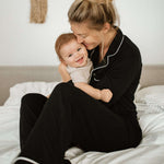 Clea Bamboo Long Sleeve Pajama Set | Black | Milk & Baby