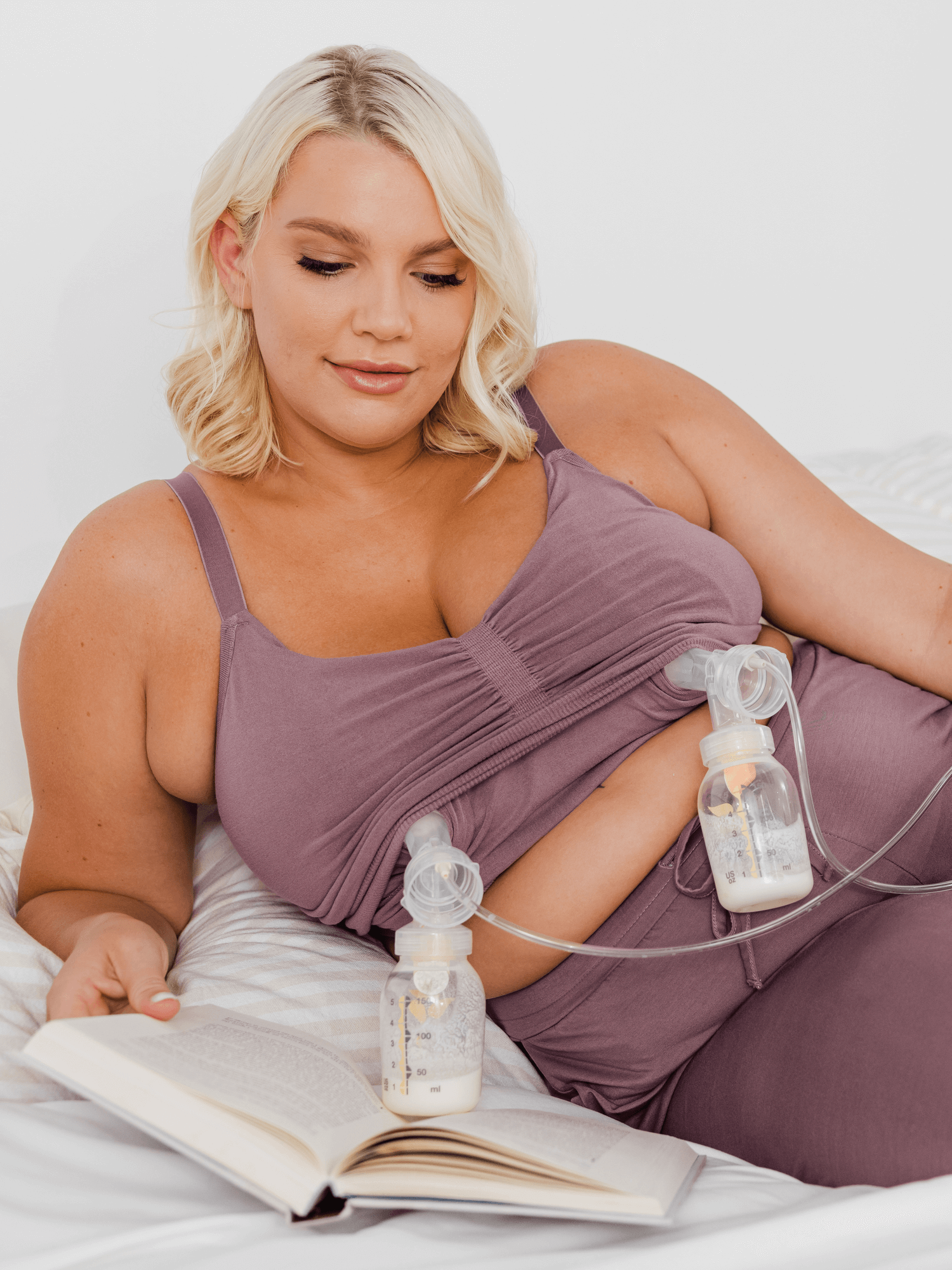Sublime® Bamboo Hands-Free Pumping Lounge & Sleep Bra | Twilight | Milk & Baby
