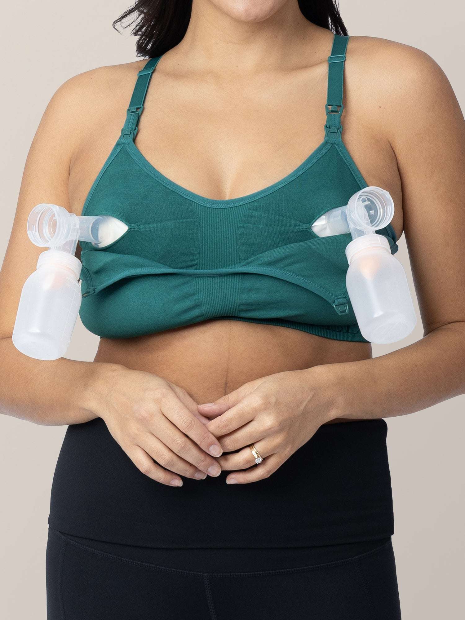Sublime® Hands-Free Pumping & Nursing Sports Bra | Teal | Milk & Baby