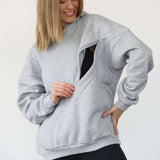 Isabella Ultra Soft Oversized Nursing & Pregnancy Hoodie (Heather Grey) | Milk & Baby