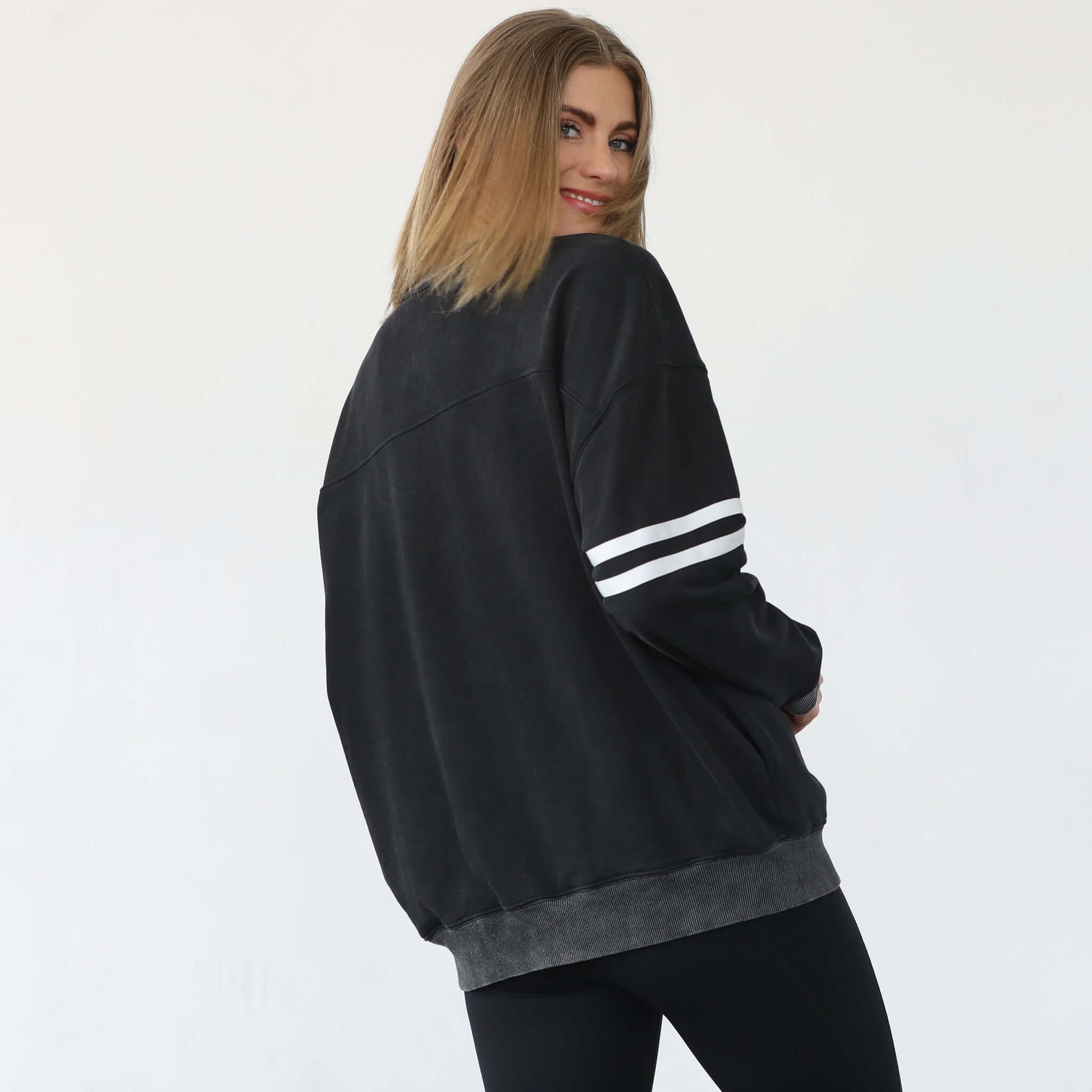 Celine Slouchy Nursing Pullover | Faded Black | Milk & Baby