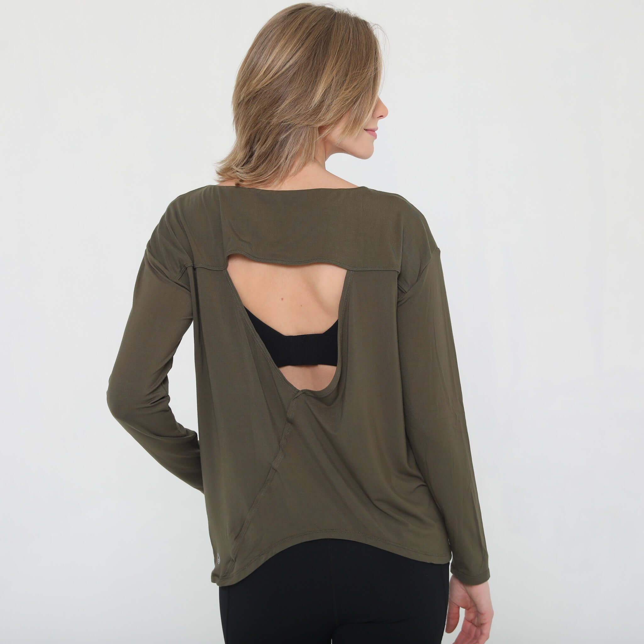 Hazel Open Back Long Sleeve Nursing Top (Cactus) | Milk & Baby