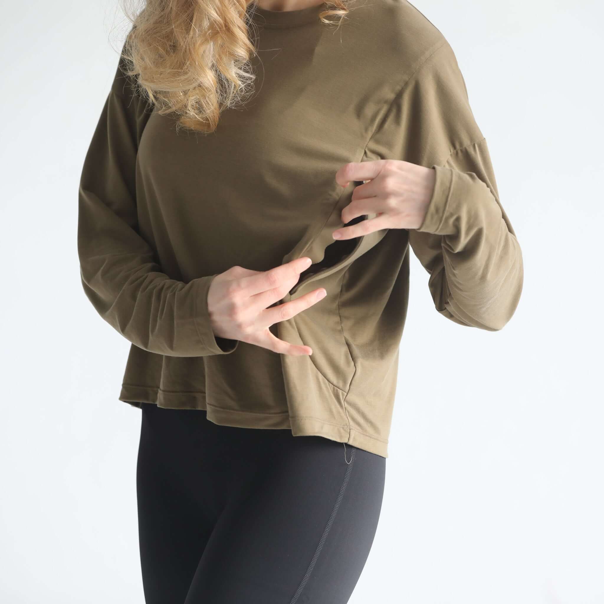 Abigail Long Sleeve Nursing Pullover | Sage Grove | Milk & Baby